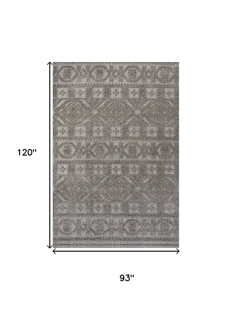 8' X 10' Dark Gray And Ivory Moroccan Indoor Outdoor Area Rug — view 3
