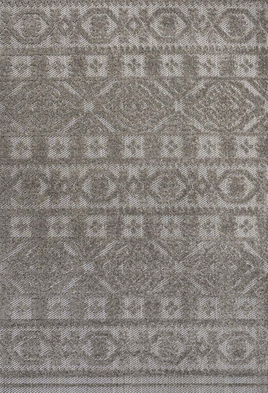 8' X 10' Dark Gray And Ivory Moroccan Indoor Outdoor Area Rug