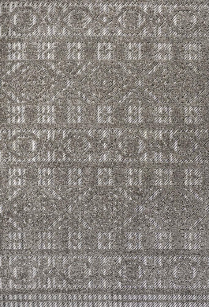 8' X 10' Dark Gray And Ivory Moroccan Indoor Outdoor Area Rug