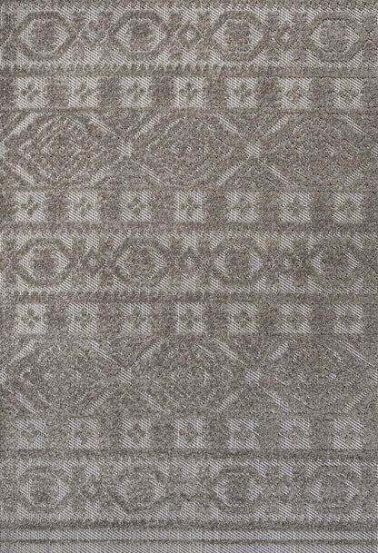 8' X 10' Dark Gray And Ivory Moroccan Indoor Outdoor Area Rug