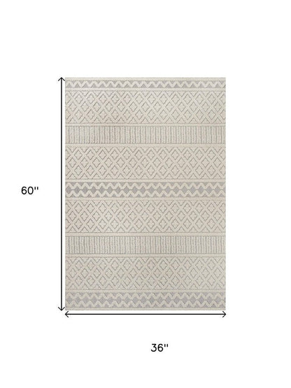 3' X 5' Cream And Gray Trellis Indoor Outdoor Area Rug HomeRoots