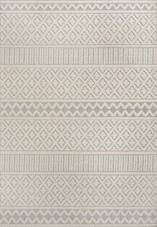 4' X 6' Cream And Gray Trellis Indoor Outdoor Area Rug