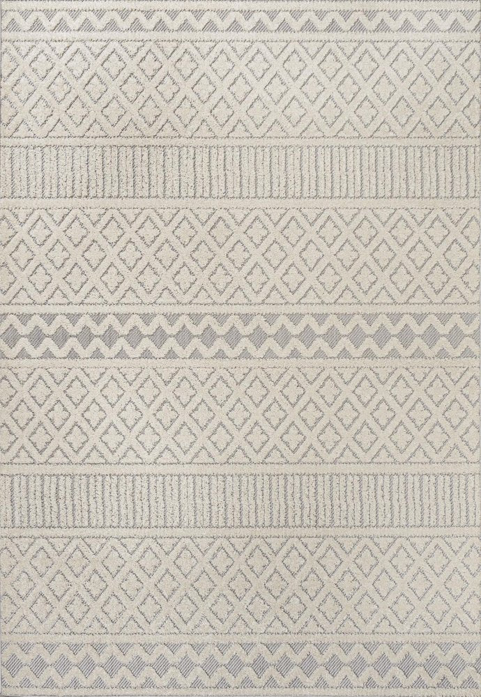 4' X 6' Cream And Gray Trellis Indoor Outdoor Area Rug