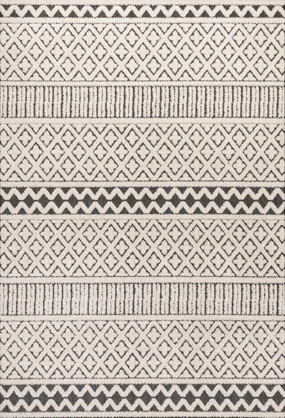 4' X 6' Cream And Black Trellis Indoor Outdoor Area Rug HomeRoots
