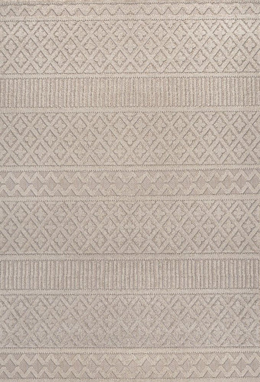 3' X 5' Beige And Gray Trellis Indoor Outdoor Area Rug