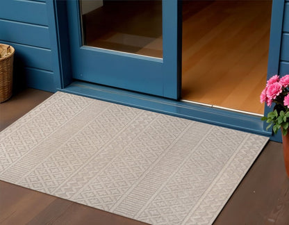3' X 5' Beige And Gray Trellis Indoor Outdoor Area Rug HomeRoots