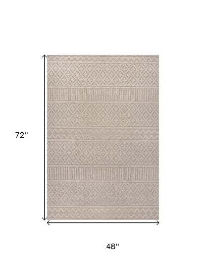4' X 6' Beige And Gray Trellis Indoor Outdoor Area Rug HomeRoots