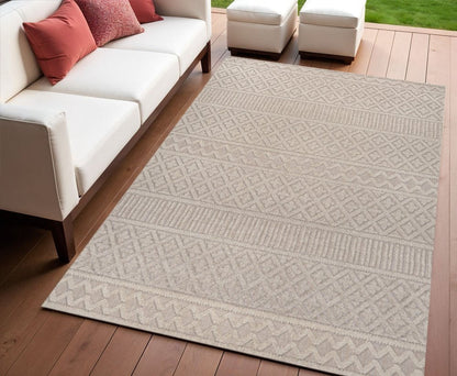 4' X 6' Beige And Gray Trellis Indoor Outdoor Area Rug HomeRoots