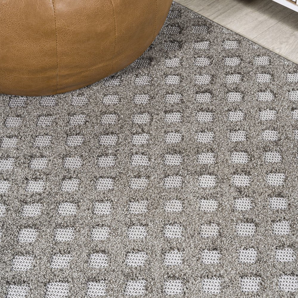 8' Dark Gray And Ivory Trellis Indoor Outdoor Runner Rug HomeRoots