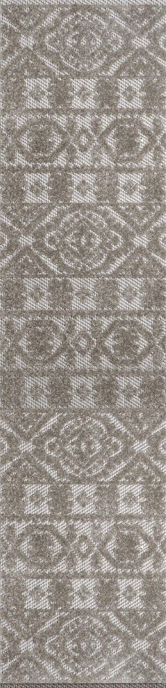 8' Dark Gray And Ivory Moroccan Indoor Outdoor Runner Rug HomeRoots