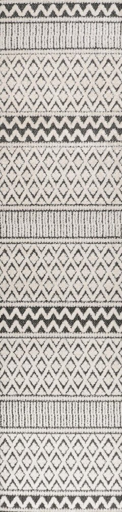 8' Cream And Black Trellis Indoor Outdoor Runner Rug HomeRoots