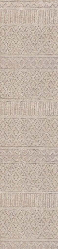 8' Beige And Gray Trellis Indoor Outdoor Runner Rug — view 1