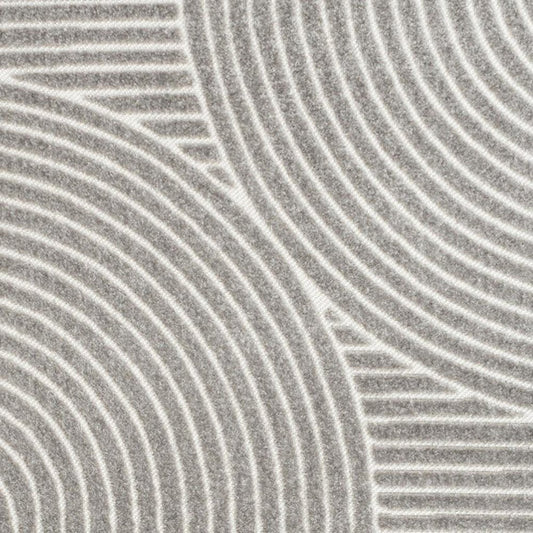 8' X 10' Gray And Ivory Striped Indoor Outdoor Area Rug