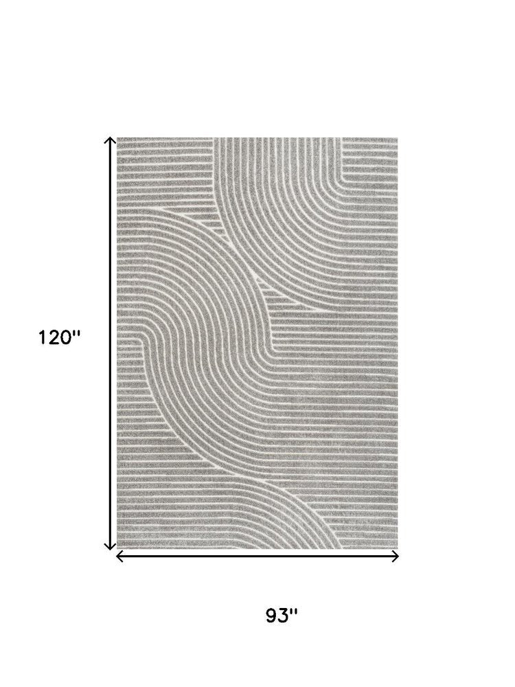 8' X 10' Gray And Ivory Striped Indoor Outdoor Area Rug — view 4
