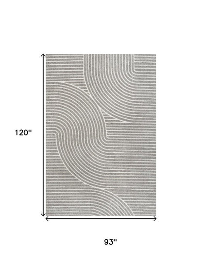 8' X 10' Gray And Ivory Striped Indoor Outdoor Area Rug HomeRoots