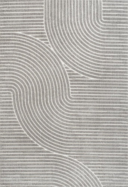 8' X 10' Gray And Ivory Striped Indoor Outdoor Area Rug