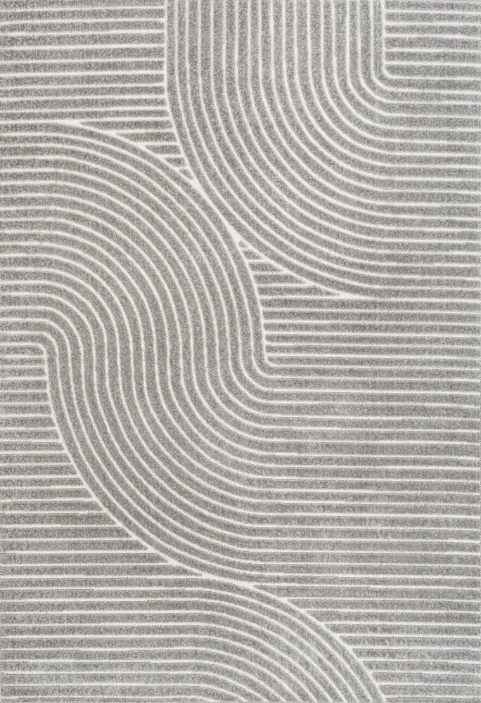 8' X 10' Gray And Ivory Striped Indoor Outdoor Area Rug HomeRoots
