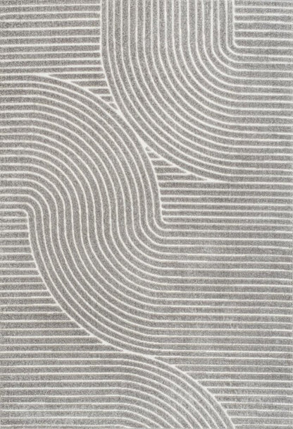 8' X 10' Gray And Ivory Striped Indoor Outdoor Area Rug HomeRoots