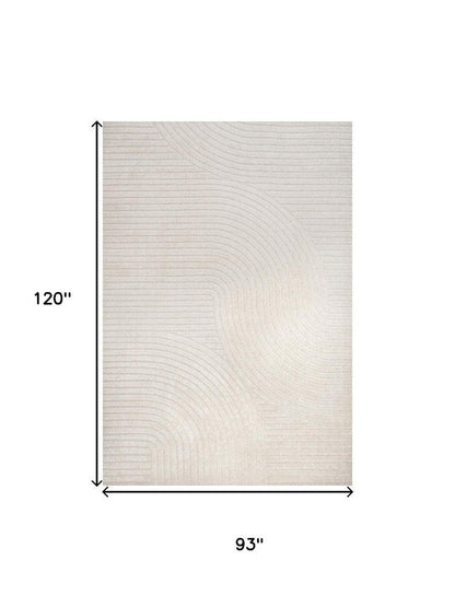 8' X 10' Ivory And Cream Striped Indoor Outdoor Area Rug HomeRoots