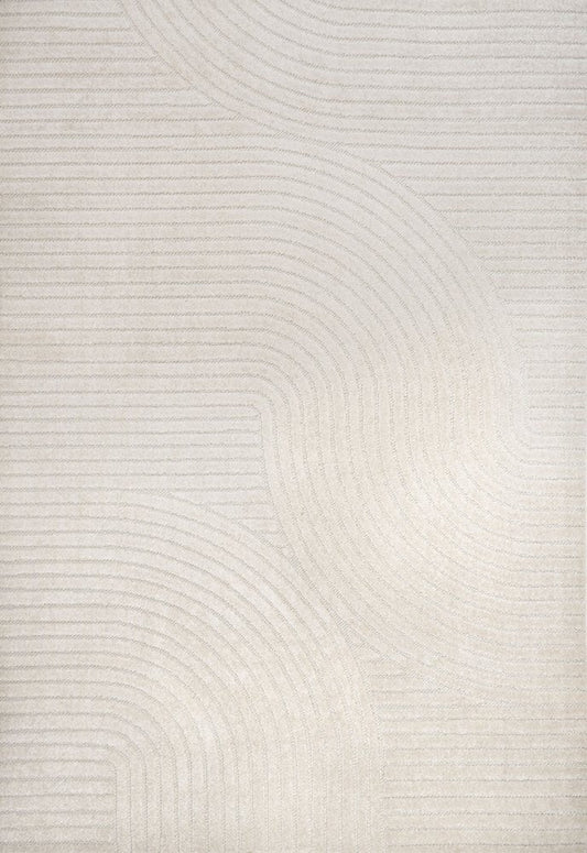 8' X 10' Ivory And Cream Striped Indoor Outdoor Area Rug
