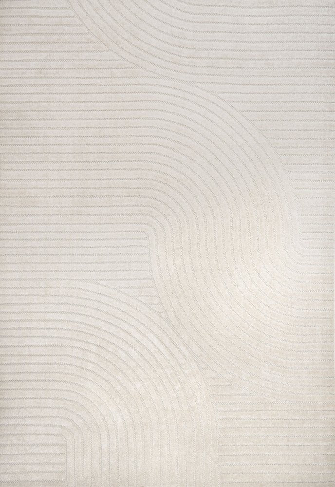 8' X 10' Ivory And Cream Striped Indoor Outdoor Area Rug — view 1