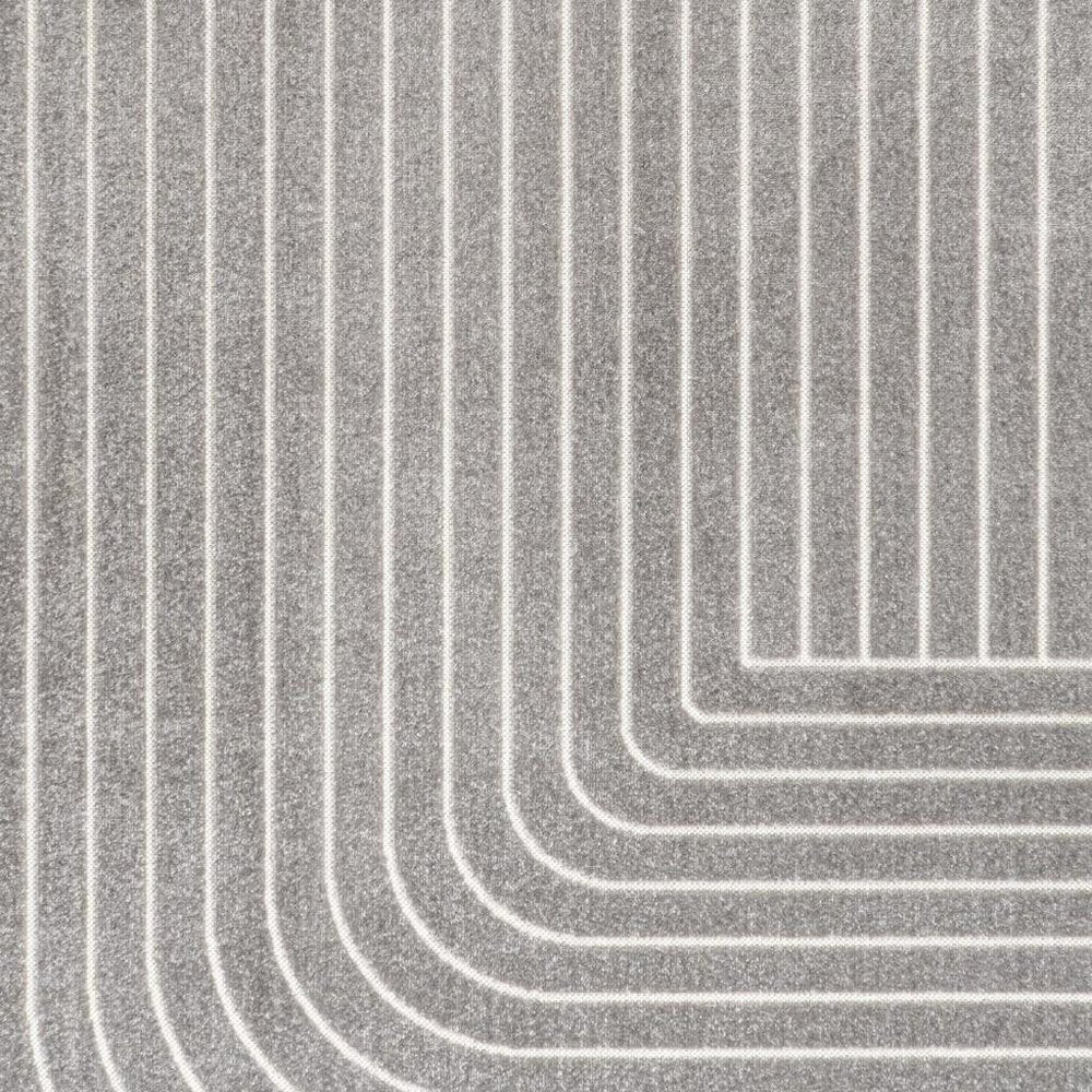 8' X 10' Gray And Ivory Striped Indoor Outdoor Area Rug
