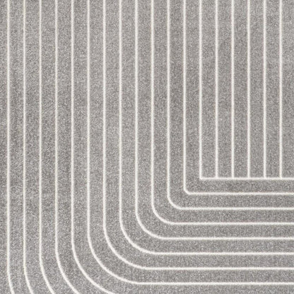 8' X 10' Gray And Ivory Striped Indoor Outdoor Area Rug HomeRoots