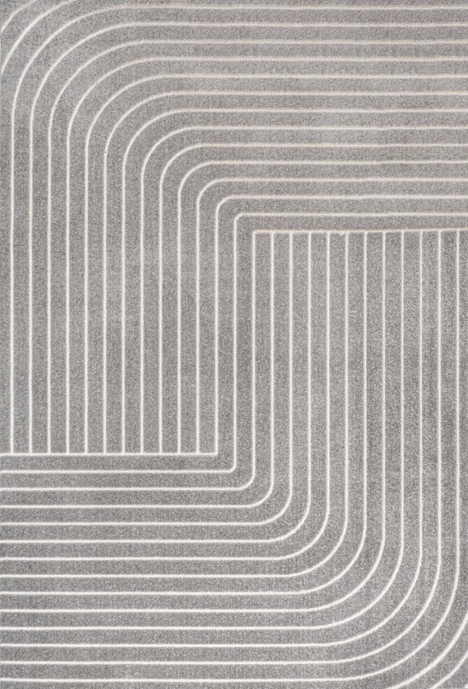 8' X 10' Gray And Ivory Striped Indoor Outdoor Area Rug — view 3