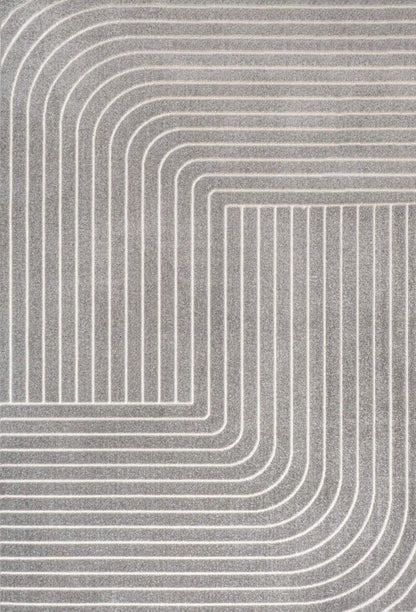 8' X 10' Gray And Ivory Striped Indoor Outdoor Area Rug HomeRoots