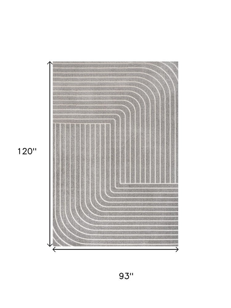 8' X 10' Gray And Ivory Striped Indoor Outdoor Area Rug HomeRoots
