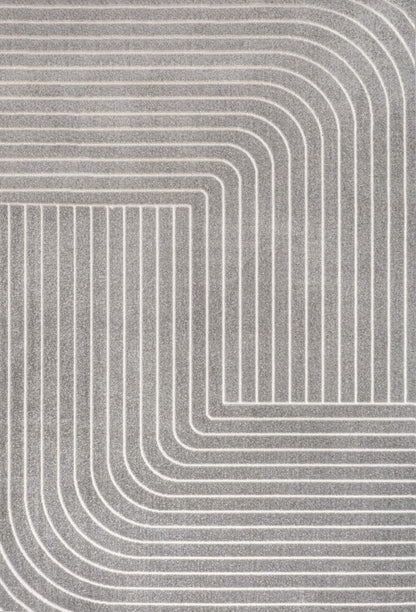 8' X 10' Gray And Ivory Striped Indoor Outdoor Area Rug HomeRoots