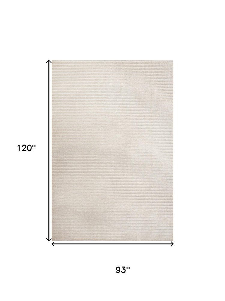 8' X 10' Ivory And Cream Striped Indoor Outdoor Area Rug — view 4