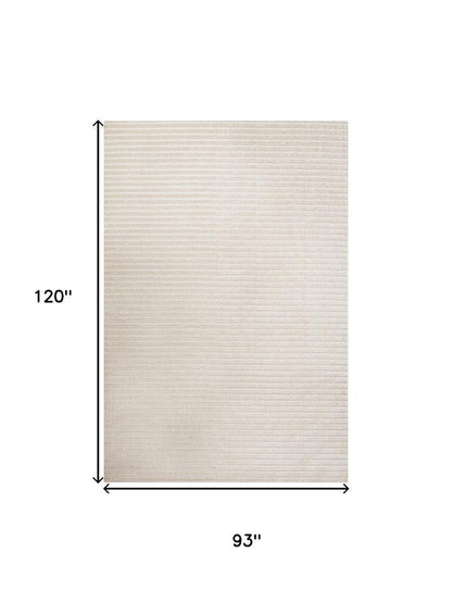 8' X 10' Ivory And Cream Striped Indoor Outdoor Area Rug HomeRoots