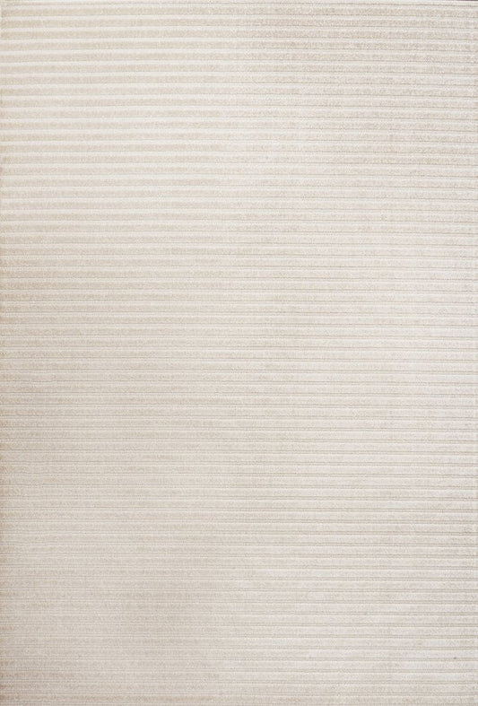 8' X 10' Ivory And Cream Striped Indoor Outdoor Area Rug