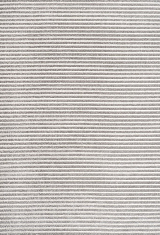 8' X 10' Gray And Ivory Striped Indoor Outdoor Area Rug