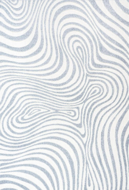 8' X 10' Light Blue And Ivory Abstract Indoor Outdoor Area Rug