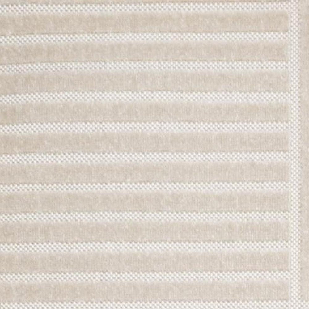 8' X 10' Ivory And Cream Striped Indoor Outdoor Area Rug — view 4
