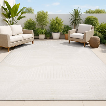 8' X 10' Ivory And Cream Striped Indoor Outdoor Area Rug HomeRoots