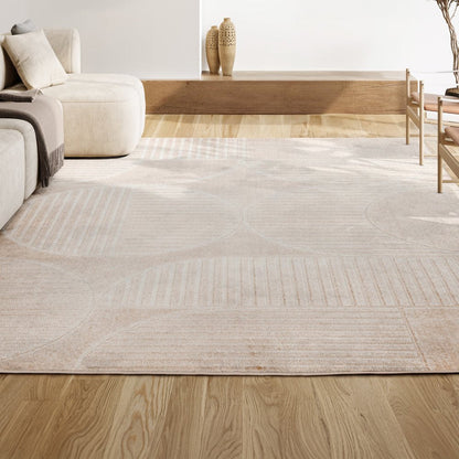 8' X 10' Ivory And Cream Striped Indoor Outdoor Area Rug HomeRoots