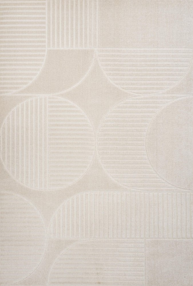 8' X 10' Ivory And Cream Striped Indoor Outdoor Area Rug HomeRoots