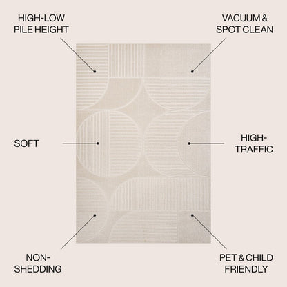 8' X 10' Ivory And Cream Striped Indoor Outdoor Area Rug HomeRoots