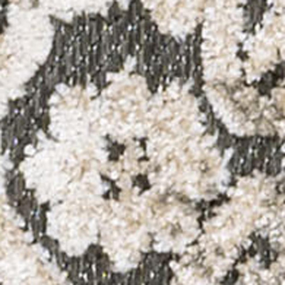 8' Cream Beige And Dark Gray Abstract Indoor Outdoor Runner Rug HomeRoots