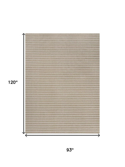 8' X 10' Beige And Cream Striped Indoor Outdoor Area Rug HomeRoots