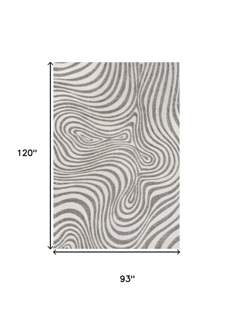 8' X 10' Gray And Ivory Abstract Indoor Outdoor Area Rug — view 4