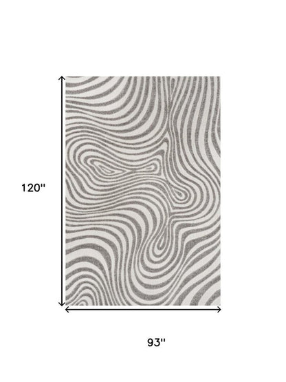8' X 10' Gray And Ivory Abstract Indoor Outdoor Area Rug HomeRoots