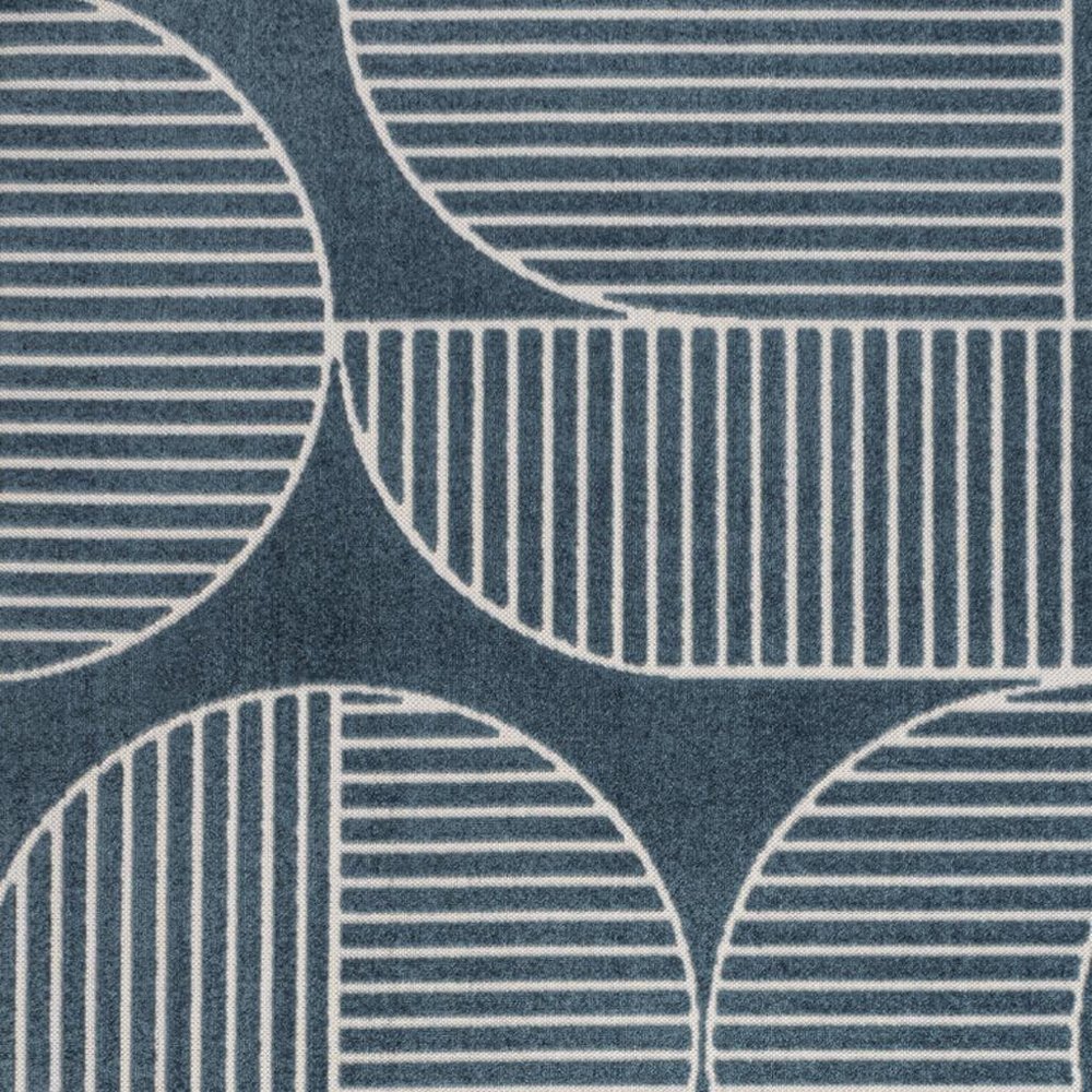 8' X 10' Navy Blue And Cream Striped Indoor Outdoor Area Rug HomeRoots