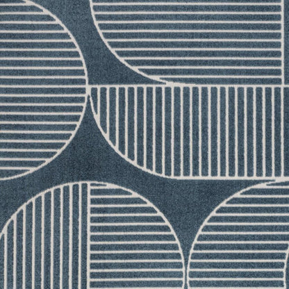 8' X 10' Navy Blue And Cream Striped Indoor Outdoor Area Rug HomeRoots
