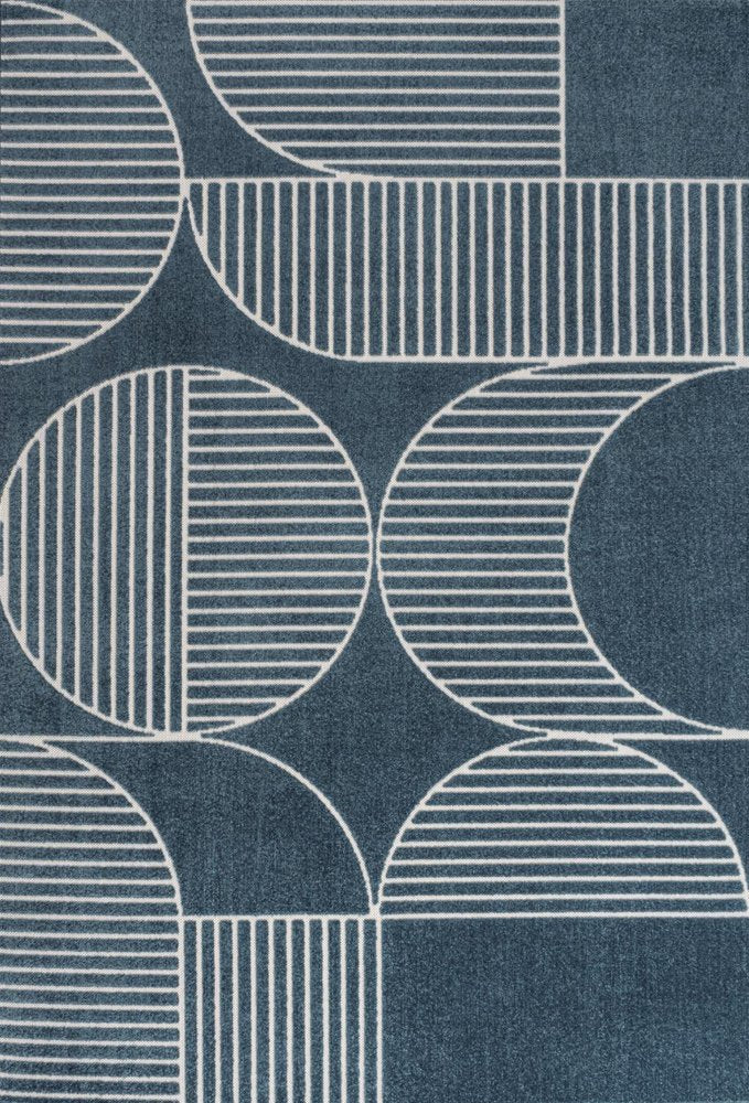 8' X 10' Navy Blue And Cream Striped Indoor Outdoor Area Rug HomeRoots