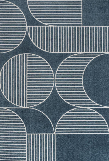 8' X 10' Navy Blue And Cream Striped Indoor Outdoor Area Rug HomeRoots