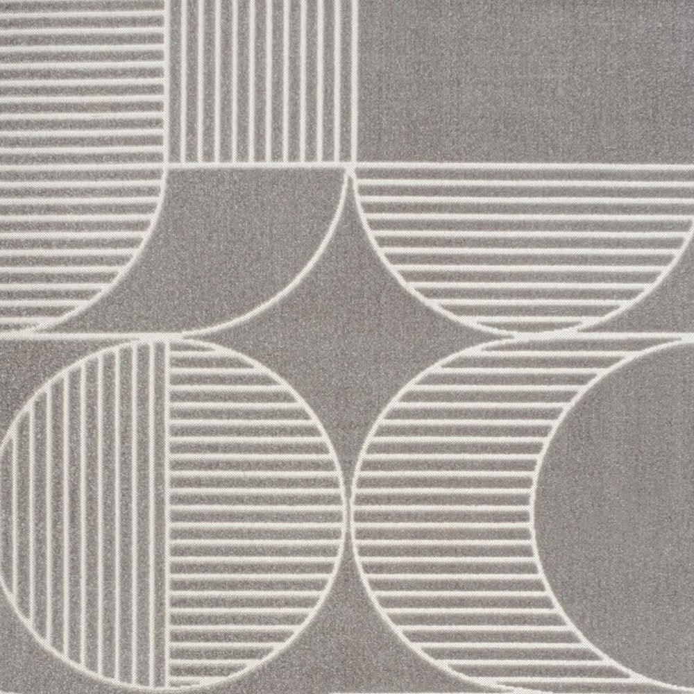 8' X 10' Gray And Cream Striped Indoor Outdoor Area Rug — view 3